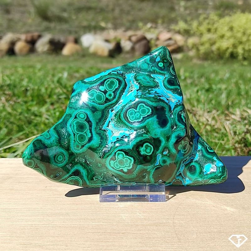 Malachite et Chrysocolle Naturelle Polie Du Congo - Collection, Décoration, Lithothérapie, Idée Cade