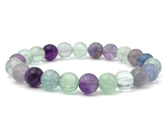 Fluorite bracelet 8mm beads - Natural stones (lithotherapy, gift idea)