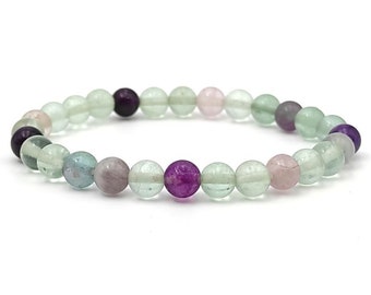 Fluorite bracelet beads 6mm - Natural stones (lithotherapy, gift idea)