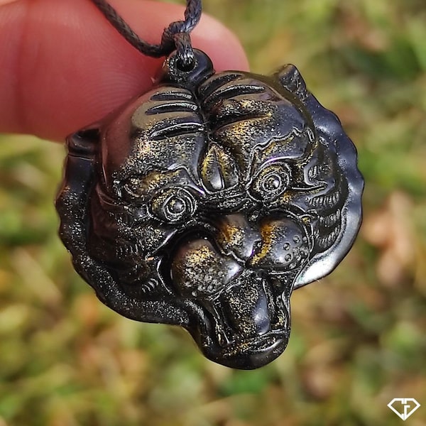Golden Obsidian Tiger pendant from Mexico (lithotherapy, gift idea)