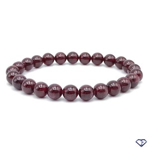 Red garnet bracelet 8mm beads - Natural stones (lithotherapy, gift idea)