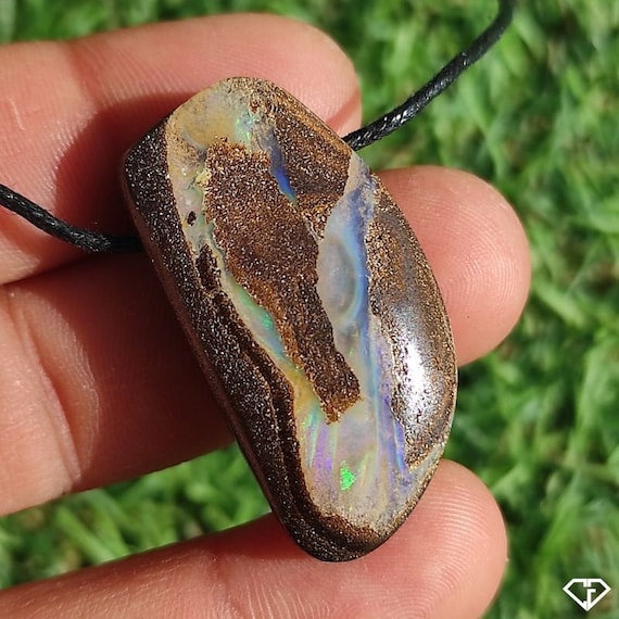 Australian Boulder Matrix Opal Pendant in 14K Gold, Diamonds. Beautiful. –  424-00055 – The Opal Man