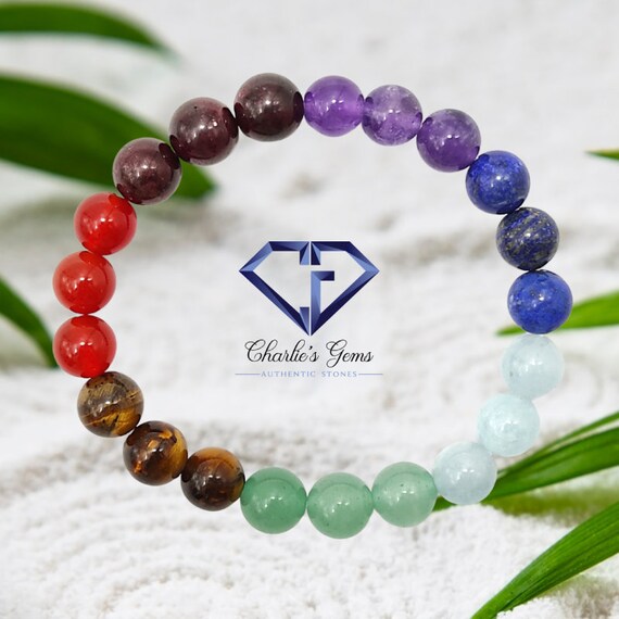 Bracciale 7 Chakra Con Pietre Naturali 8 Mm – Elastico E Universale – Regalo Benessere