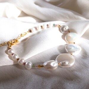 Damen-Armband aus Zuchtperlen und Turmalin aus 14-karätigem Gold oder 925er Silber, Perlenschmuck aus Elfenbein, Geschenkidee für Frauen, Weihnachtsgeschenk für Frauen