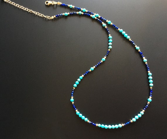 LAPIS LAZULI Lapis Lazuli and Turquoise Choker Necklace Lapis