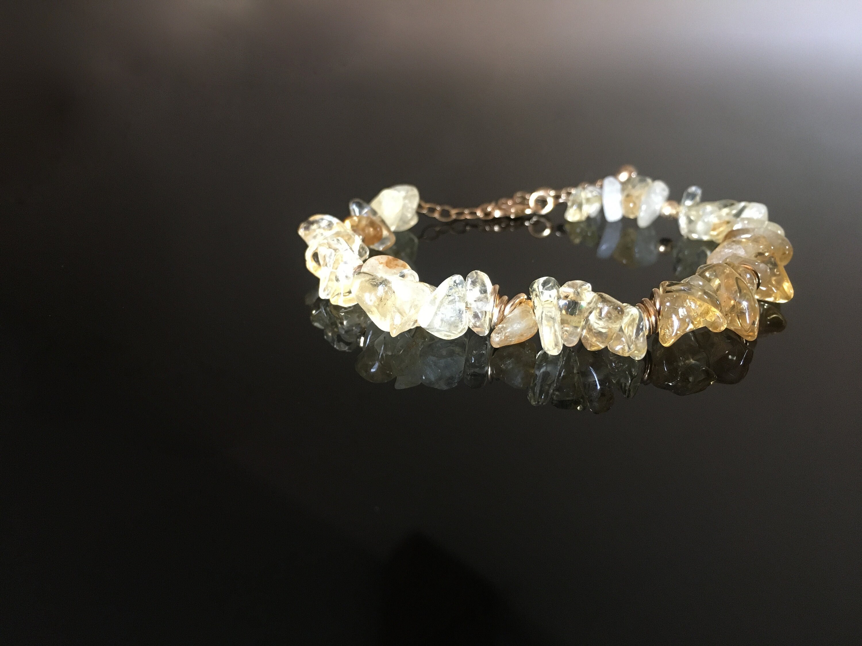 CITRIEN natuurlijke citrien steen boho armband zilver | Etsy