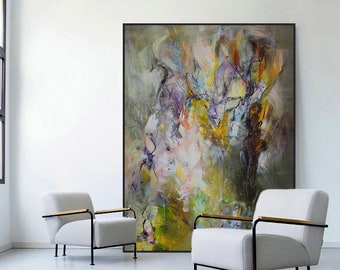 Original Extra Große Leinwand Gemälde Handgemalte Kunst Moderne Abstrakte Kunst Abstrakte Malerei Zeitgenössische Wandkunst Raum Textur Gemälde