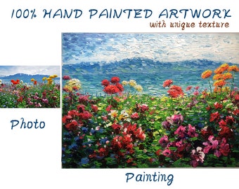 Custom Oil Painting from Photo, Hand Painted Original Landscape Portrait on Canvas, Custom Flowers Oil Painting, Personalized Gift