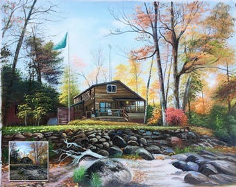 Custom house portrait oil painting, Hand painted Landscape painting, Personalized painting from photo, Home Portrait, custom oil portrait