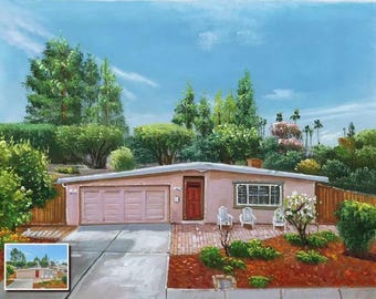 Custom house portrait oil painting, Hand painted Landscape painting, Personalized painting from photo, Home Portrait, custom oil portrait
