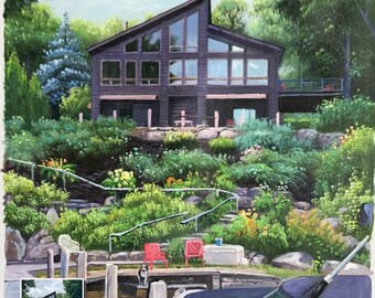 Custom house portrait oil painting, Hand painted Landscape painting, Personalized painting from photo, Home Portrait, custom oil portrait