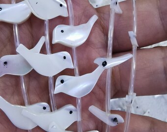 20 beads Real mother of pearl bird beads white animal beads supplies MOP animal jewelry beads 4x15mm 6x15mm 10X2mm beads
