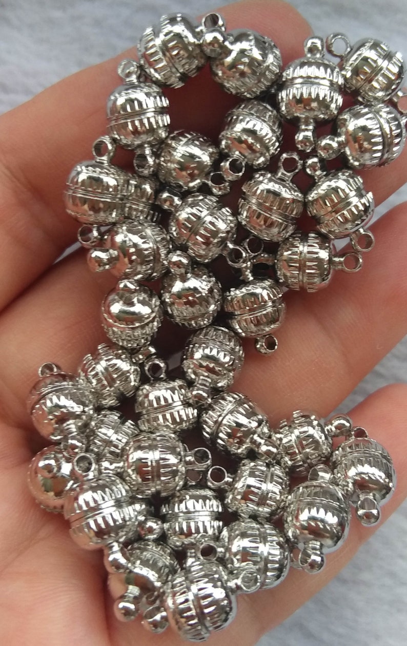 White silver or gold Drum round barrel jewelry clasp 14mm x 8mm 12 pcs Magnetic Clasps