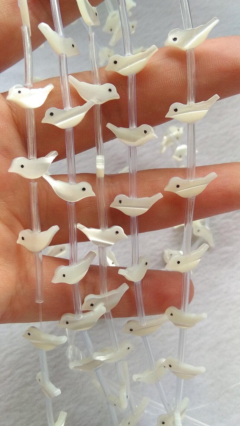 20 beads Real mother of pearl bird beads white animal beads supplies MOP animal jewelry beads 4x15mm 6x15mm 10X2mm beads