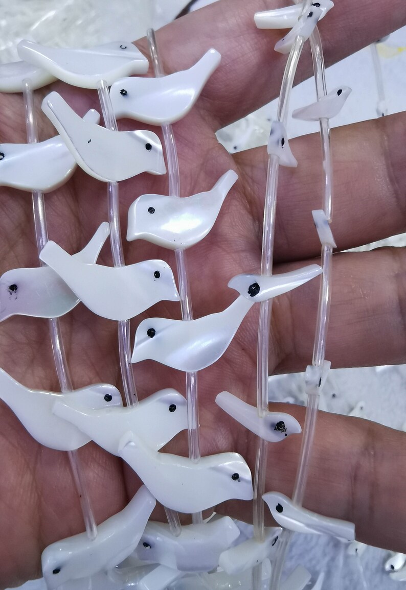 20 beads Real mother of pearl bird beads white animal beads supplies MOP animal jewelry beads 4x15mm 6x15mm 10X2mm beads