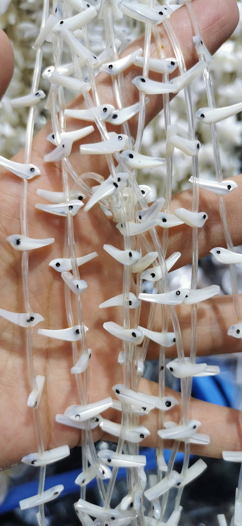 20 beads Real mother of pearl bird beads white animal beads supplies MOP animal jewelry beads 4x15mm 6x15mm 10X2mm beads