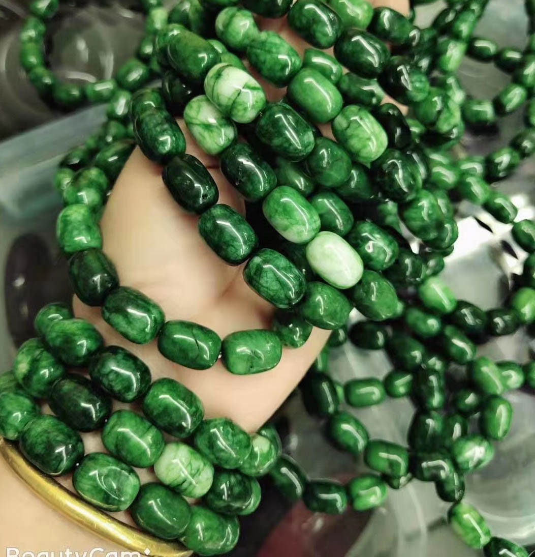 One strand beaded enhanced jade necklace