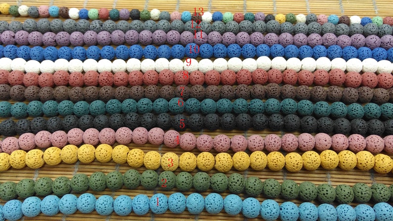 - 5 strands 16 Lava Rock Beads Mixed Color round ball Volcanic Jewelry for necklace-bracelet-earrings DIY 6mm\\8mm\\10mm\\12mm