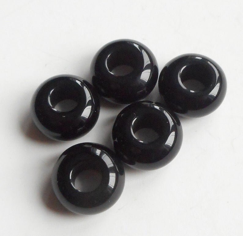 Large Hole 20pcs Natural Green Aventurine-onyx-rose quartz gemstone European Crystal Charms Beads Spacers Fit Snake Chain Charm Bracelets