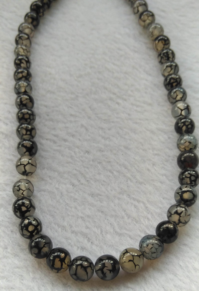 6mm 8mm 10mm 12mm Natural agate gemstone white black dragon vein agate round beads full strand 15.5