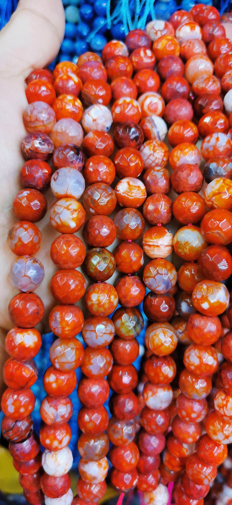6mm 8mm 10mm Fire Agate Beads onyx oranger-Hot Red-Blue-Purple-Grey-Green Natural Gemstone Faceted Round beads for necklace-bracelet 16
