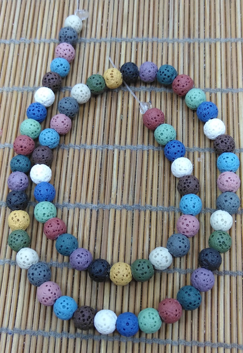 - 5 strands 16 Lava Rock Beads Mixed Color round ball Volcanic Jewelry for necklace-bracelet-earrings DIY 6mm\\8mm\\10mm\\12mm