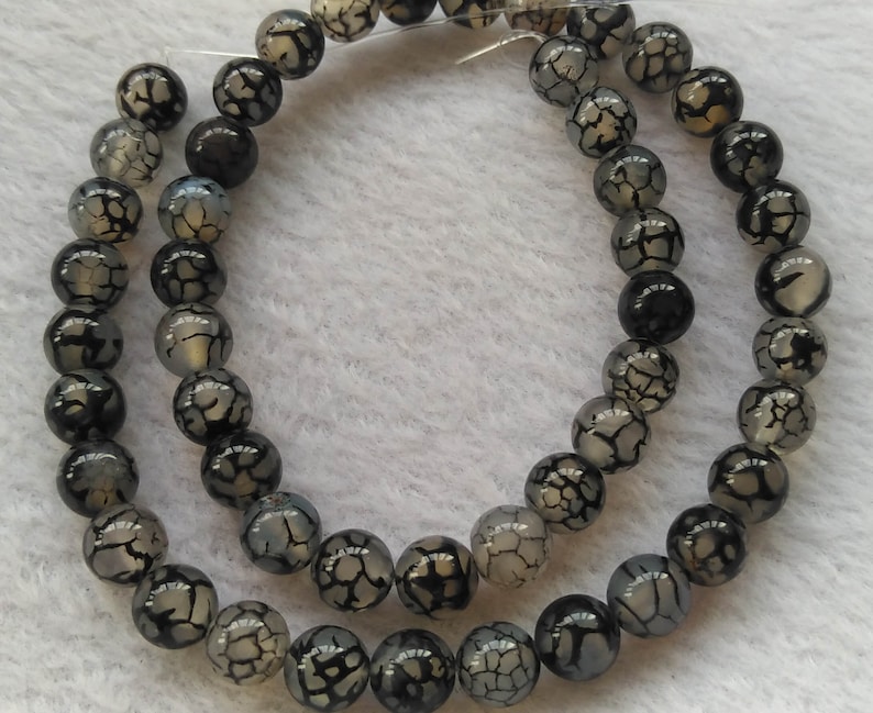 6mm 8mm 10mm 12mm Natural agate gemstone white black dragon vein agate round beads full strand 15.5