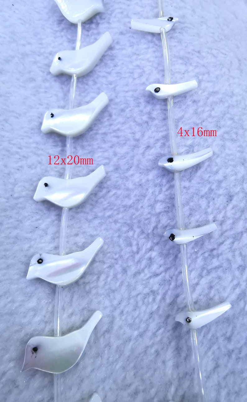 20 beads Real mother of pearl bird beads white animal beads supplies MOP animal jewelry beads 4x15mm 6x15mm 10X2mm beads