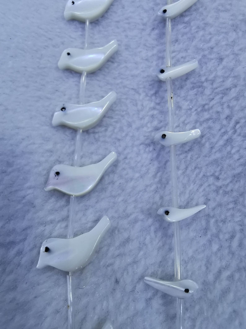 20 beads Real mother of pearl bird beads white animal beads supplies MOP animal jewelry beads 4x15mm 6x15mm 10X2mm beads