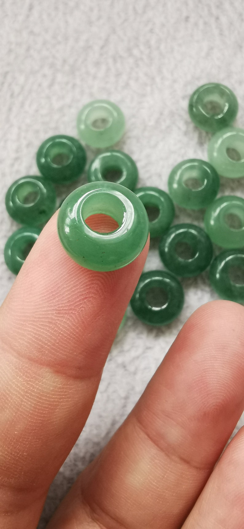 Large Hole 20pcs Natural Green Aventurine-onyx-rose quartz gemstone European Crystal Charms Beads Spacers Fit Snake Chain Charm Bracelets