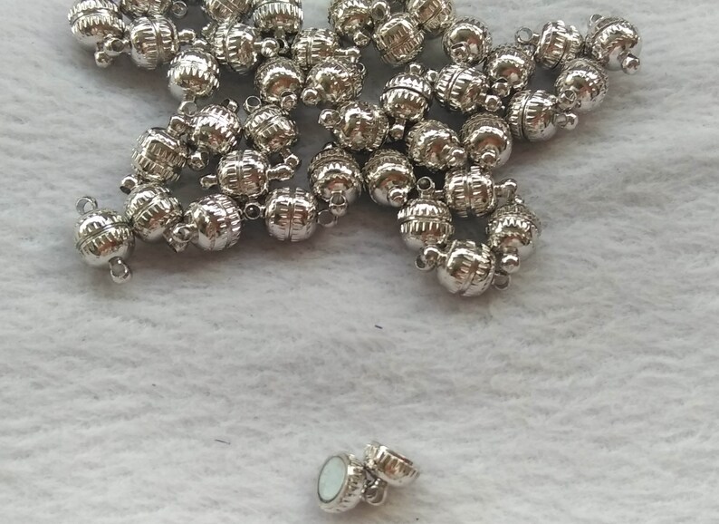 White silver or gold Drum round barrel jewelry clasp 14mm x 8mm 12 pcs Magnetic Clasps