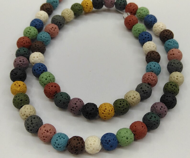 - 5 strands 16 Lava Rock Beads Mixed Color round ball Volcanic Jewelry for necklace-bracelet-earrings DIY 6mm\\8mm\\10mm\\12mm