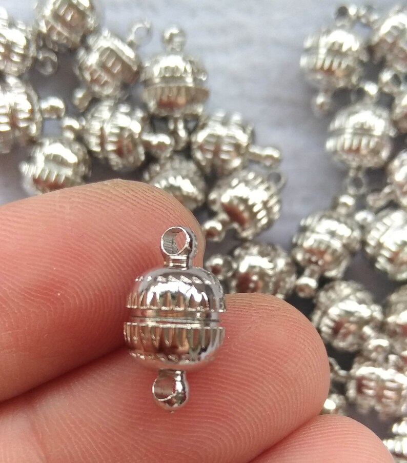White silver or gold Drum round barrel jewelry clasp 14mm x 8mm 12 pcs Magnetic Clasps