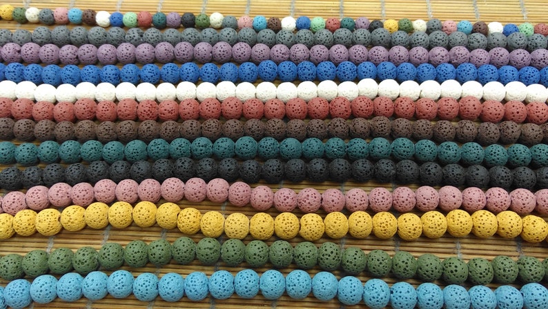 - 5 strands 16 Lava Rock Beads Mixed Color round ball Volcanic Jewelry for necklace-bracelet-earrings DIY 6mm\\8mm\\10mm\\12mm