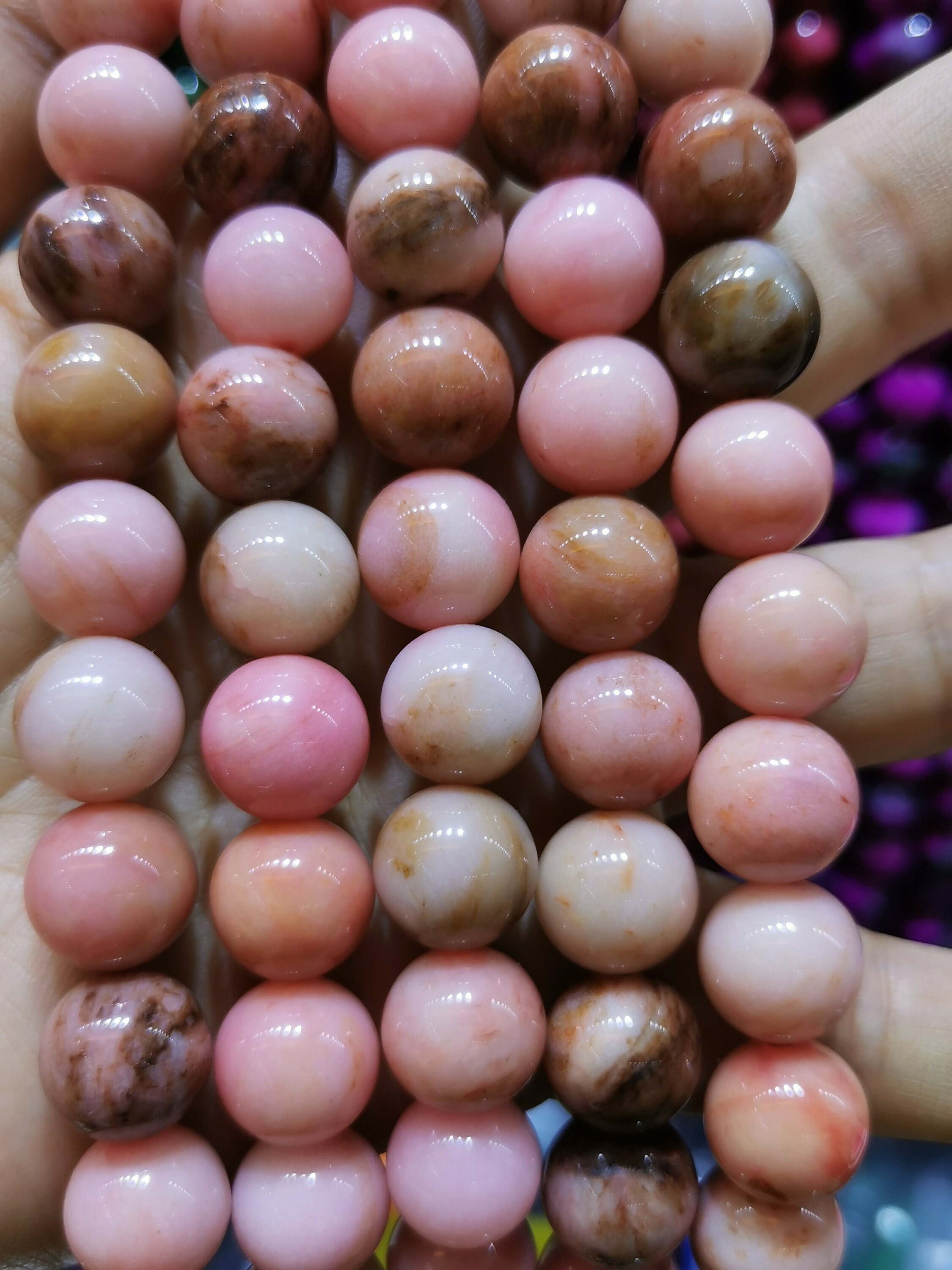 Rare 12mm natural pink original jade jadeit stone round ball Etsy