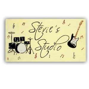 Personalised Music Door Sign, Gift for Music Lover, Fathers Day Gift, Gift for Dad, Gift for Teenager, Music Room Sign, Drummer