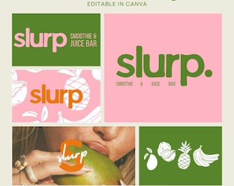 Zestaw do brandingu baru z sokami Smoothie: logo, paleta kolorów, czcionki – Canva Editable