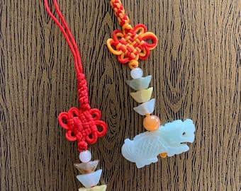 Lunar Year of the Horse Lucky Charm Jade  Keychain, bag charms. Dragon, Pineapple, Dog, Rabbit
