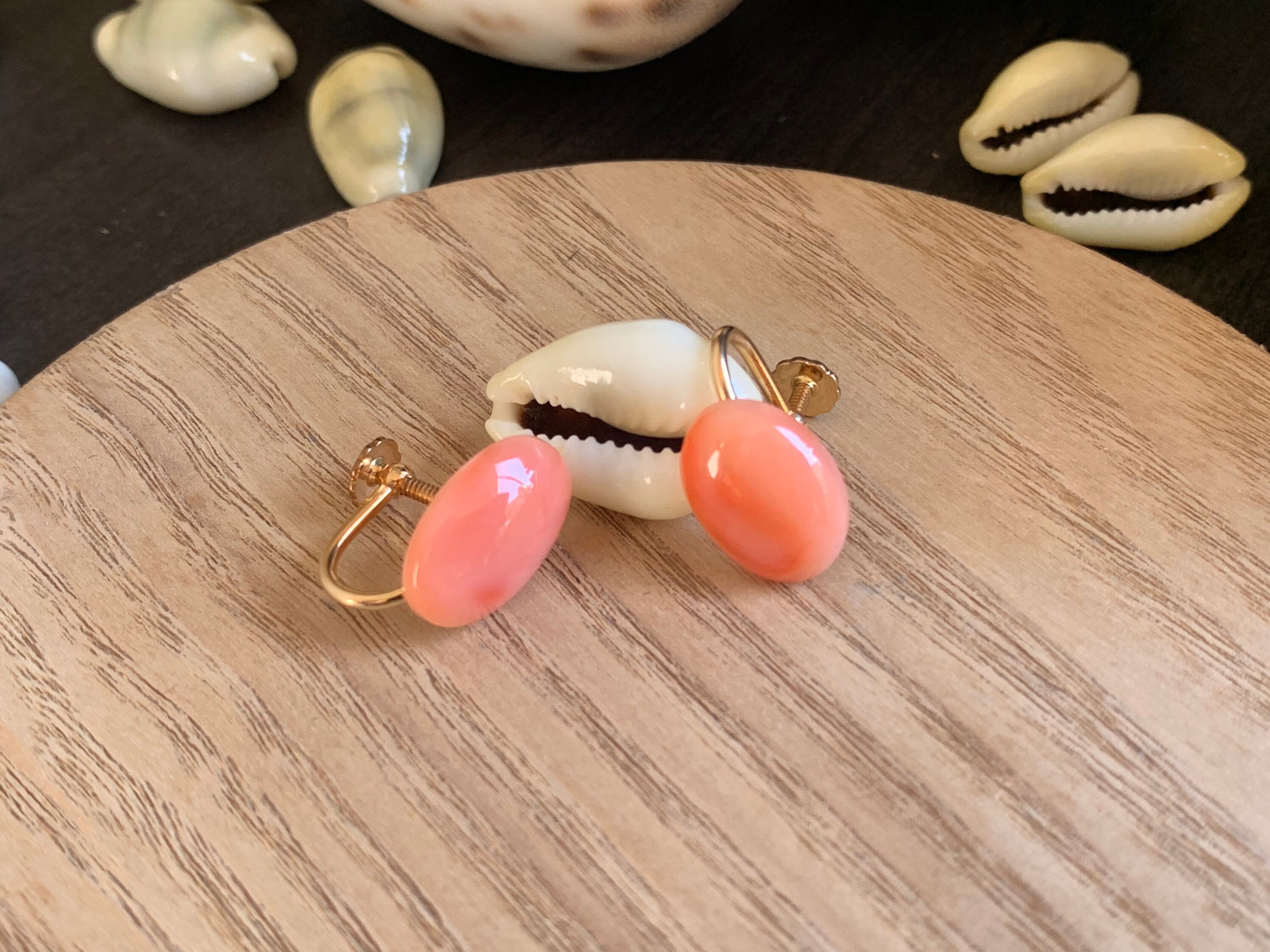 Boucles D'oreilles Anciennes - Corail Véritable, Perles, Or Rose Et Argent Massif, Occasion