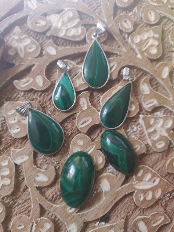 Malachite Gemstone Necklace Pendants Emerald Green