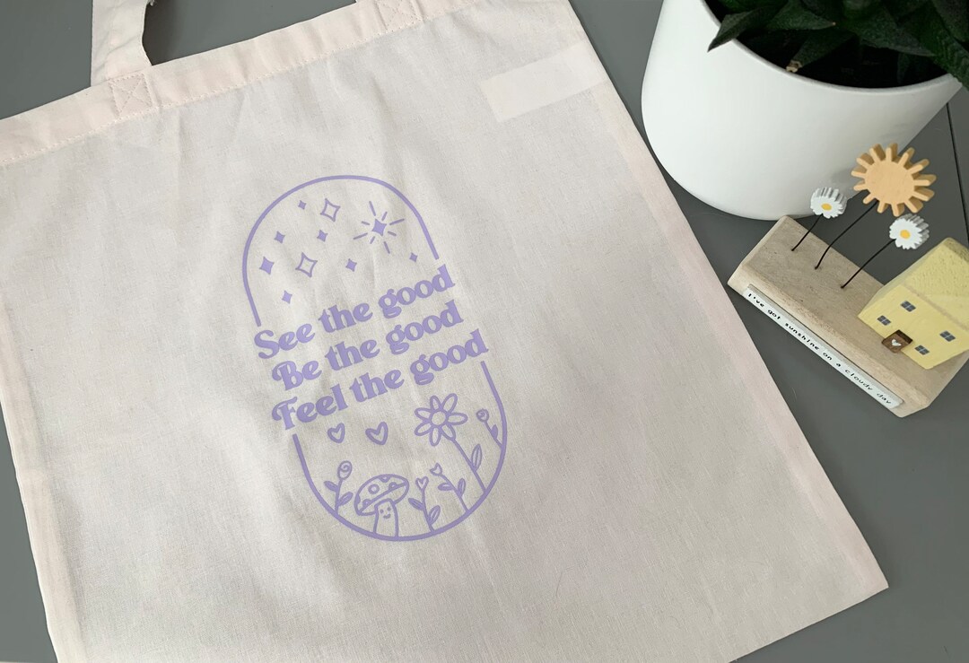 Pastel Pink Cotton Tote Bag. Cute Feel the Good Design. - Etsy