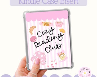 Inserto para funda Kindle PNG, color rosa pastel, acogedores bocadillos, ideal para imprimir (descarga digital)