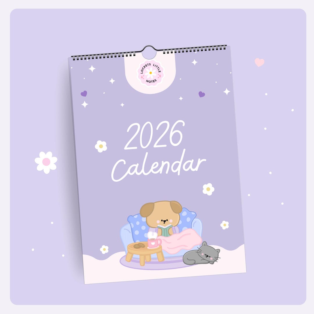 2026 Kawaii Pastel Wall Calendar | Cute Illustrated Monthly Planner ...