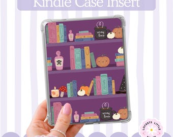 Inserto para funda Kindle PNG, estantería de libros de Halloween para imprimir (descarga digital)