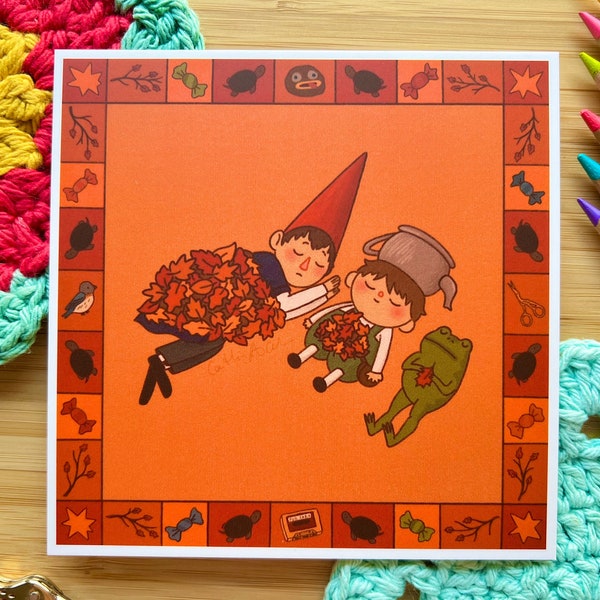 Sleepy Wirt, Greg, and Frog Over the Garden Wall Print- Printed on Matte 350 gsm Paper