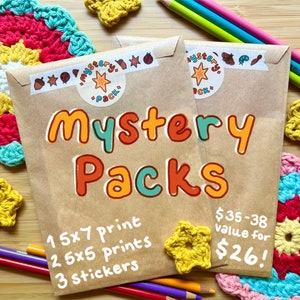 Mystery Pack - includes 3 Prints and 3 Stickers