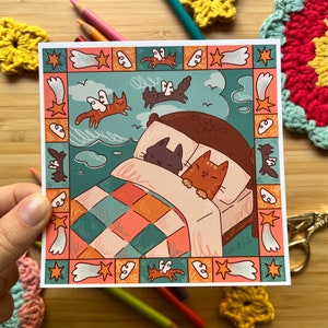 Dreaming Cats Art Print- Printed on Matte 350 gsm Paper
