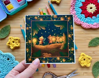 Impresión artística de linternas de hadas nocturnas: impresa en papel mate de 350 g/m²