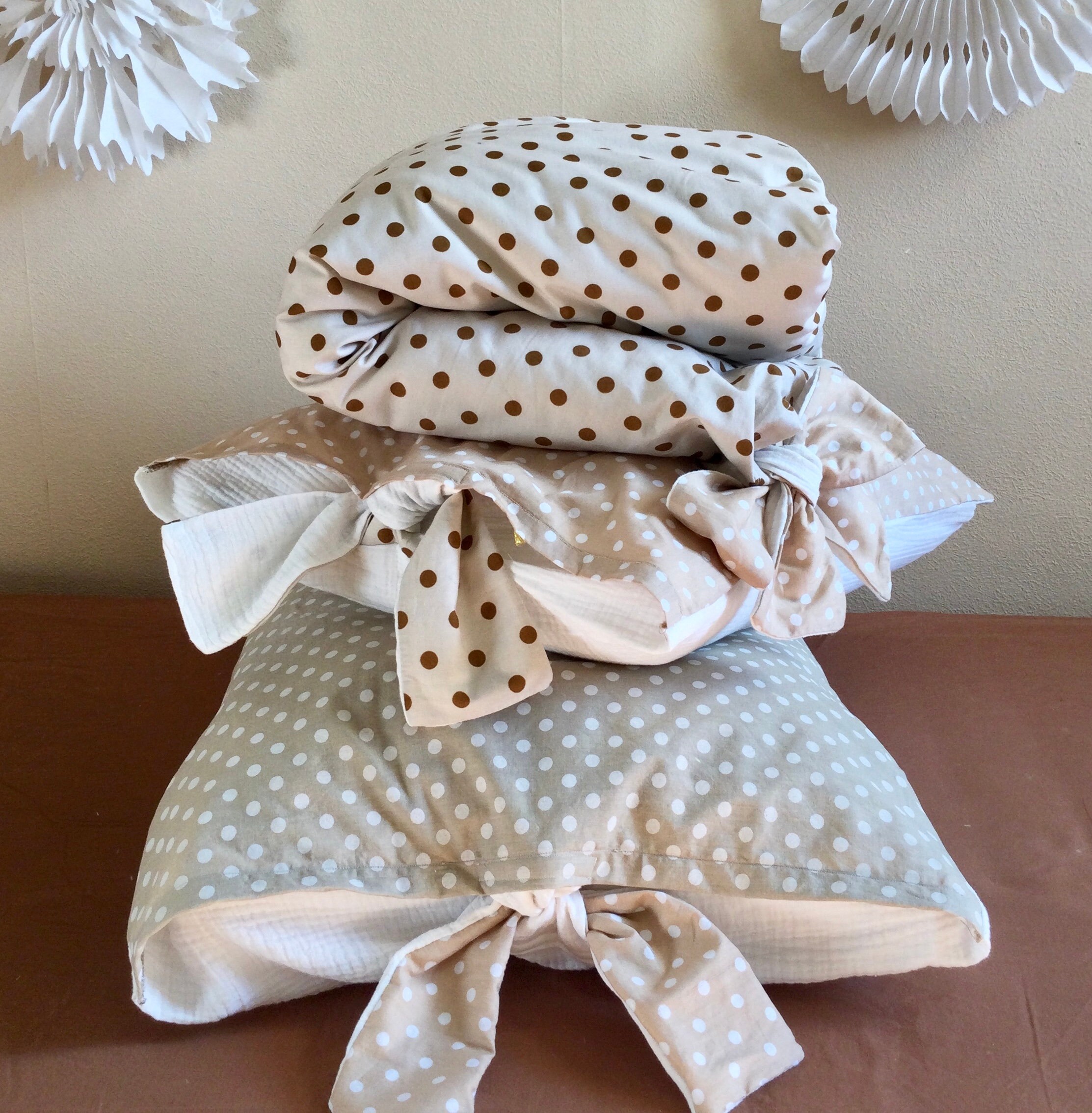 Parure de Lit à Pois Gaze Coton