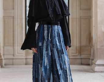 Blue upcycle jeans, extra wide-leg jeans